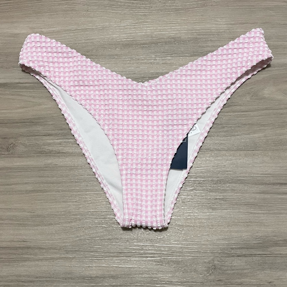 Abercrombie Pink and White Gingham High Rise Bikini Bottoms, size M, NWT